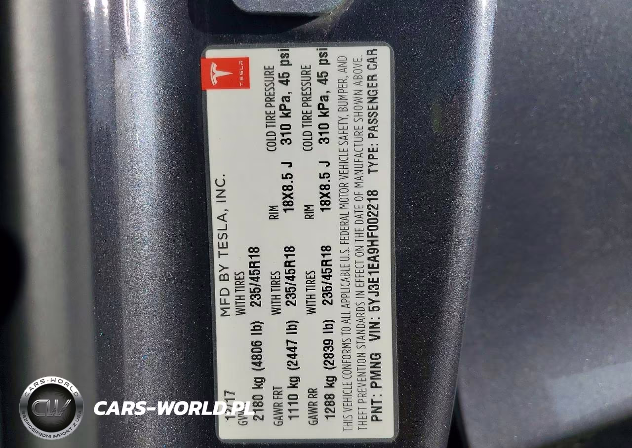 2017 Tesla Model 3 VIN:5YJ3E1EA9HF002218 - 12