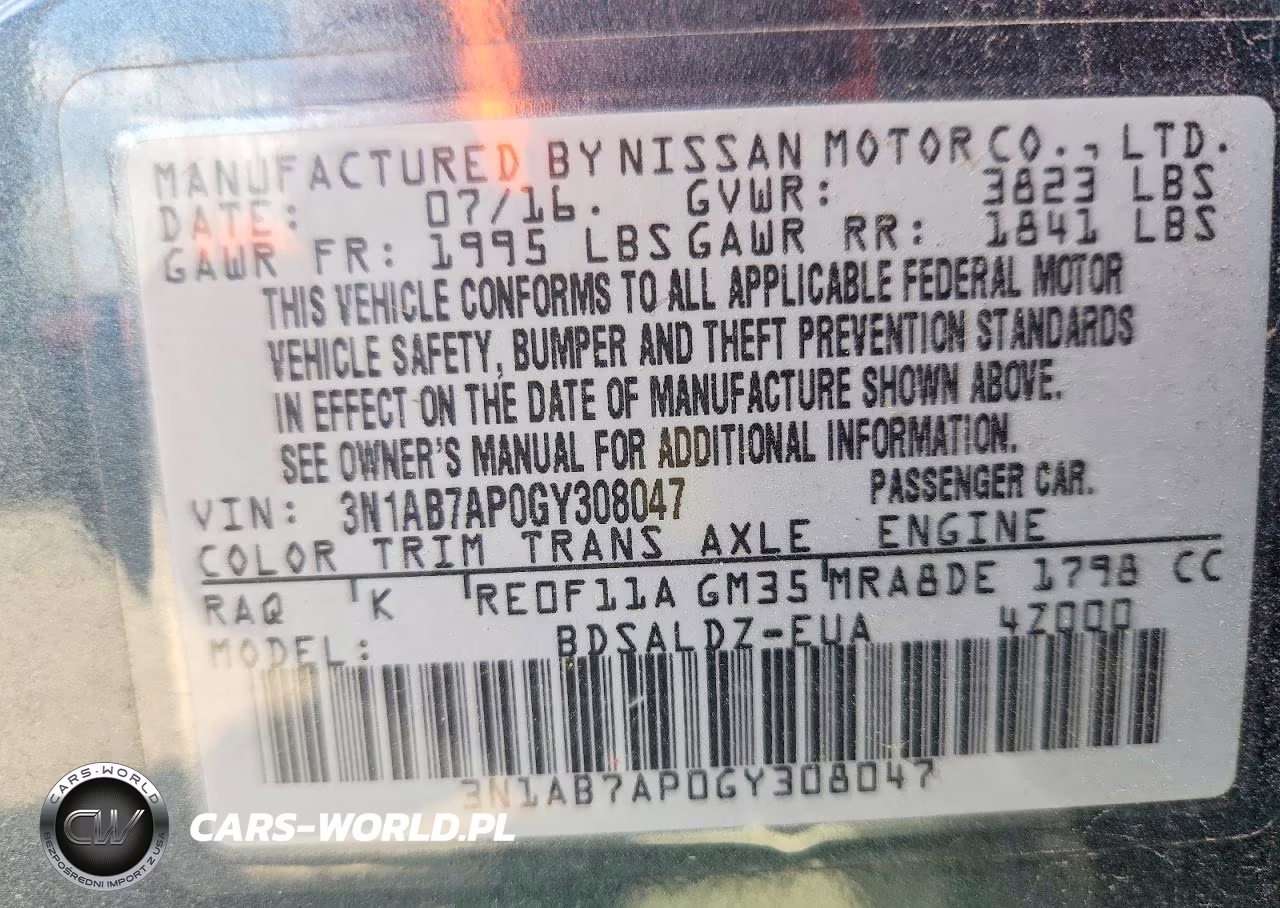 2016 Nissan Sentra Sv VIN:3N1AB7AP0GY308047 - 13