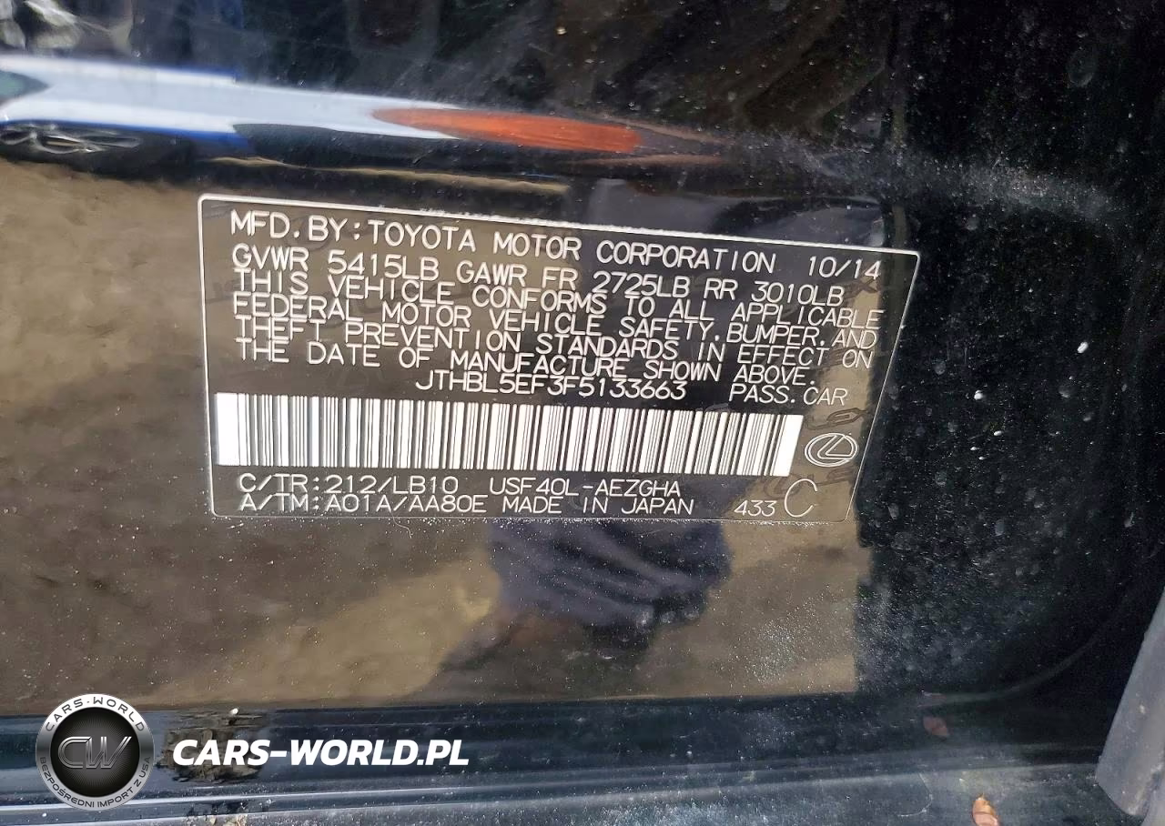 2015 Lexus Ls 460 VIN:JTHBL5EF3F5133663 - 12