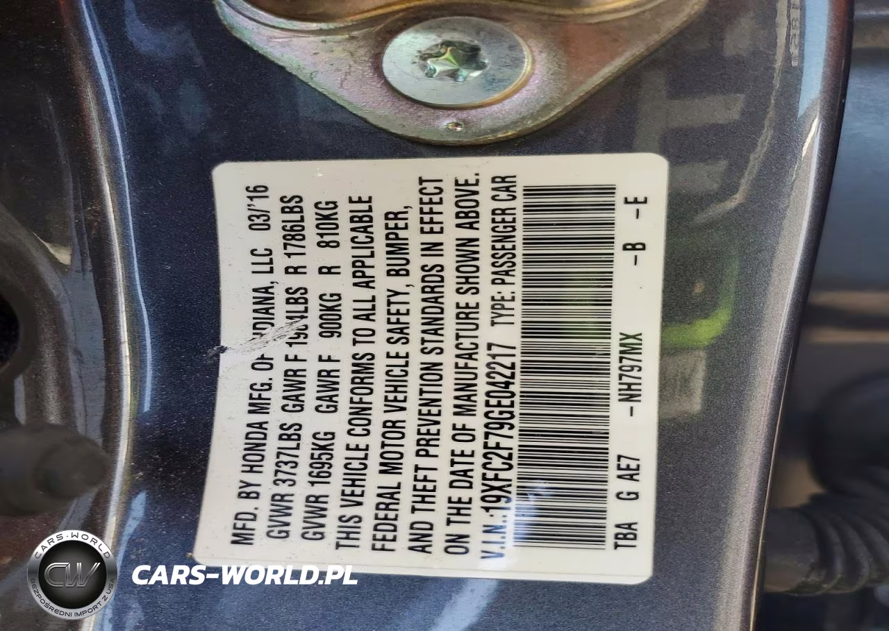 2016 Honda Civic VIN:19XFC2F79GE042217 - 12