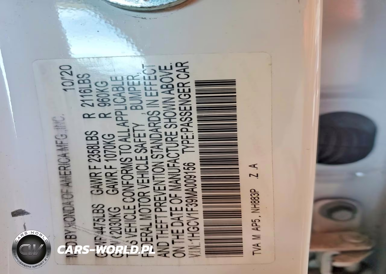 2021 Honda Accord Sport VIN:1HGCV1F39MA009156 - 12