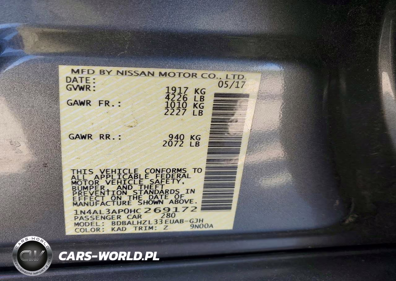 2017 Nissan Altima 2.5 Sr VIN:1N4AL3AP0HC269172 - 13