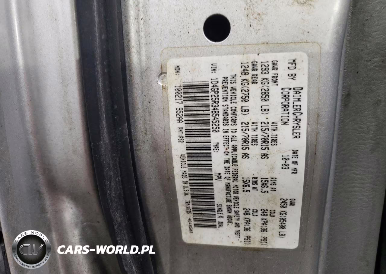 2004 Dodge Caravan Se VIN:1D4GP25R34B545250 - 12
