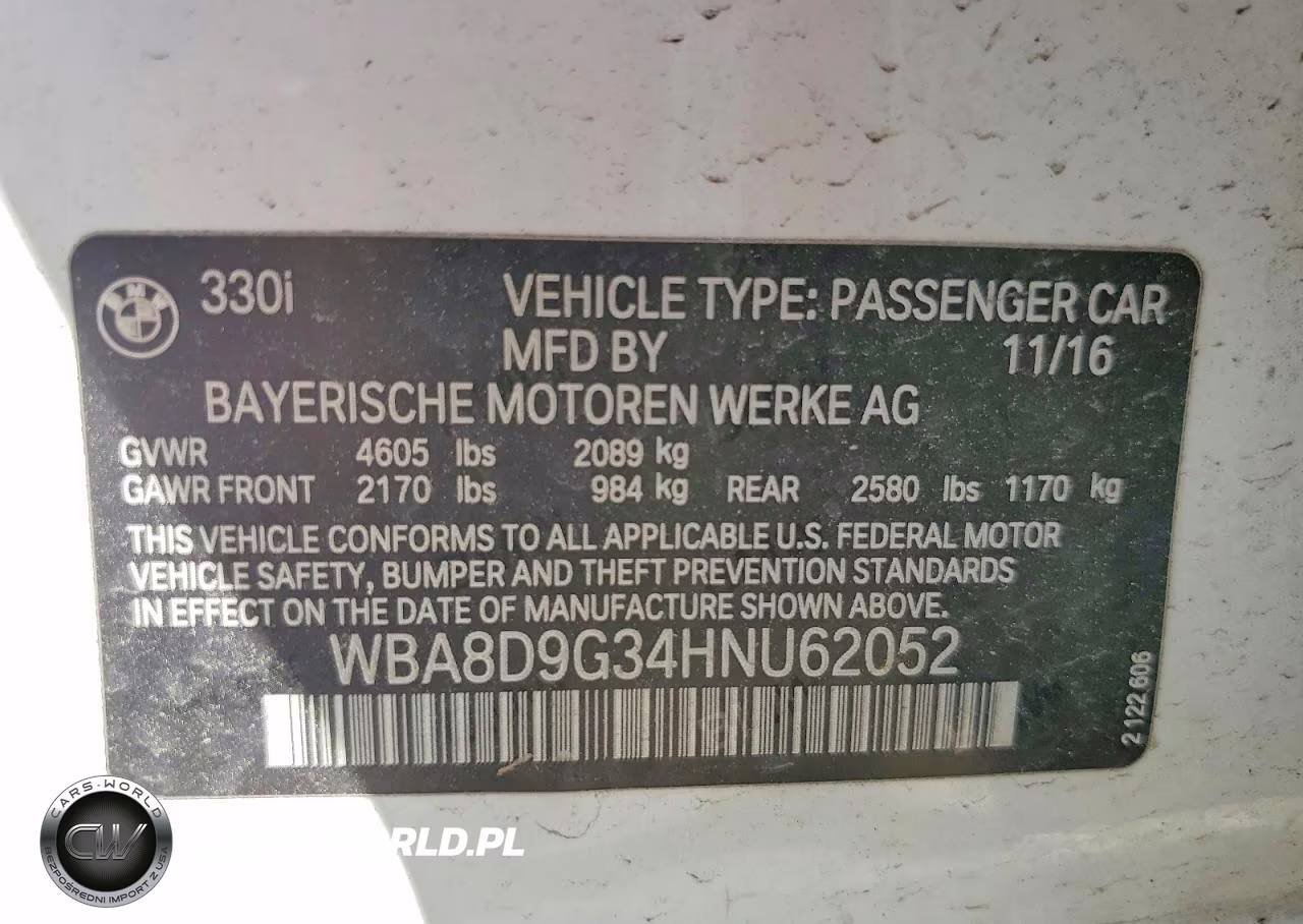 2017 BMW 330 Xi VIN:WBA8D9G34HNU62052 - 12