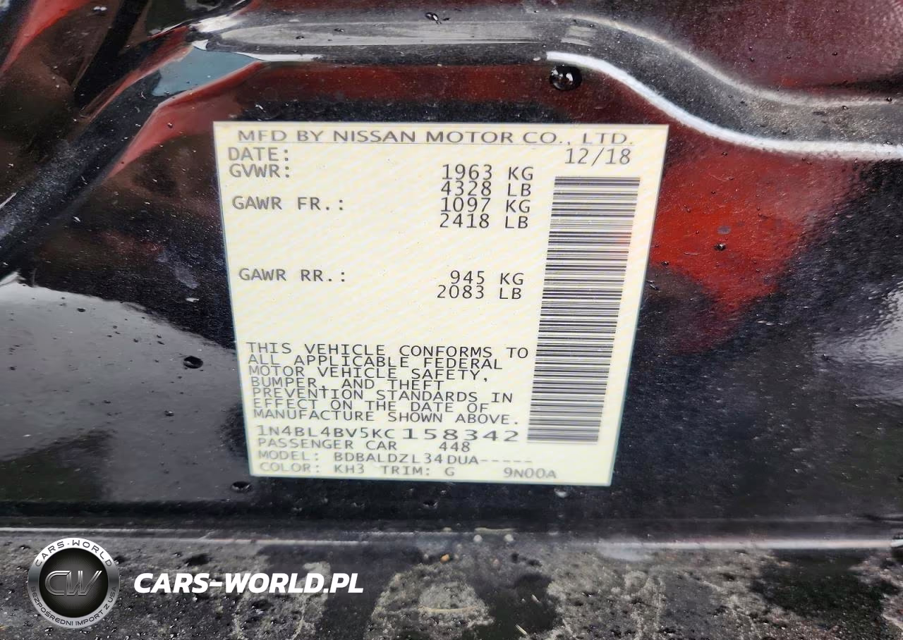 2019 Nissan Altima S VIN:1N4BL4BV5KC158342 - 13