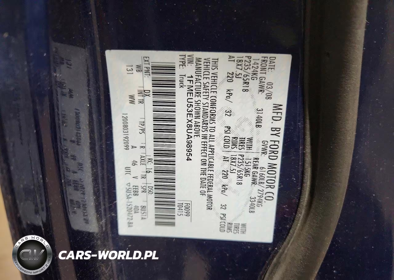 2008 Ford Explorer Sport Trac Limited VIN:1FMEU53EX8UA98954 - 12