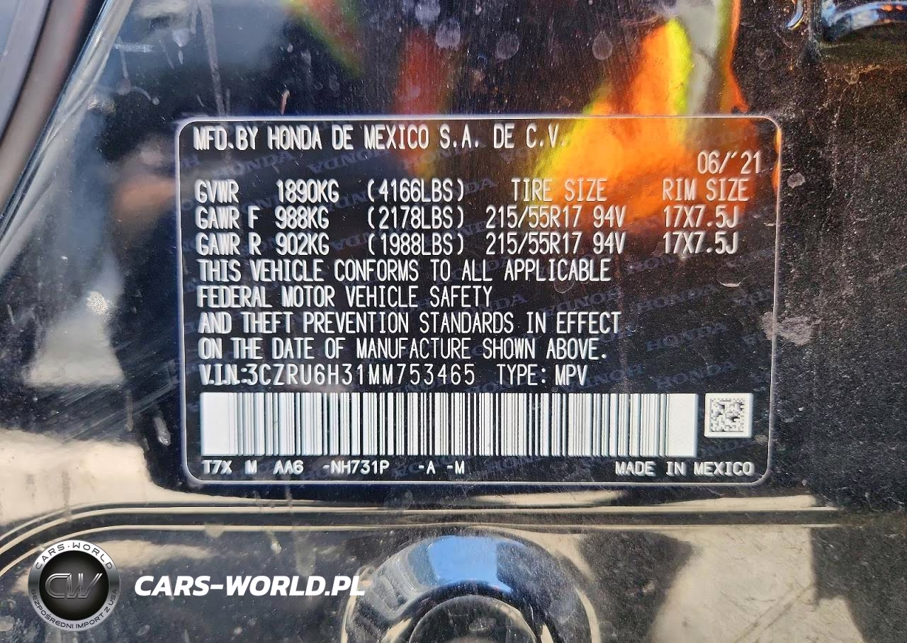 2021 Honda Hr-V Lx VIN:3CZRU6H31MM753465 - 13