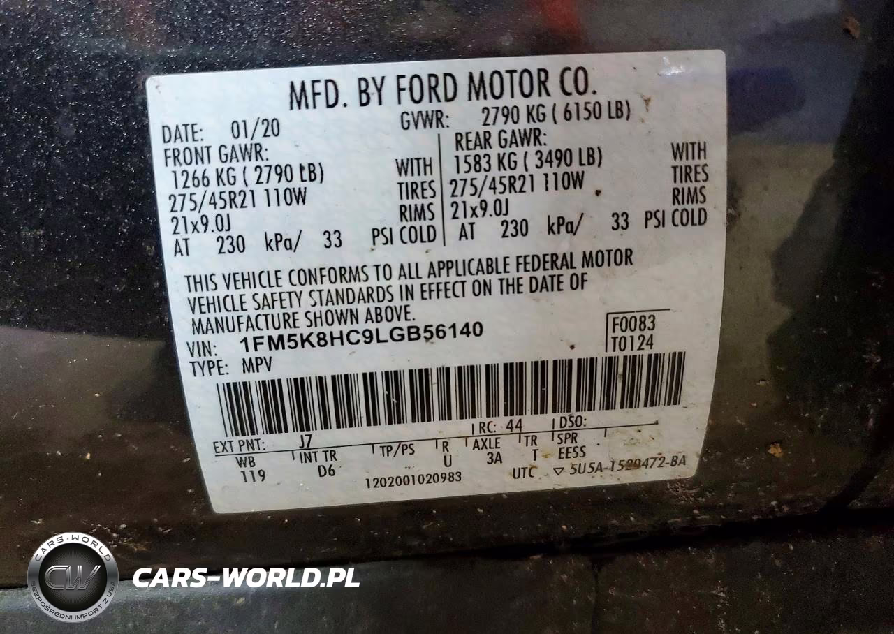 2020 Ford Explorer Platinum VIN:1FM5K8HC9LGB56140 - 14