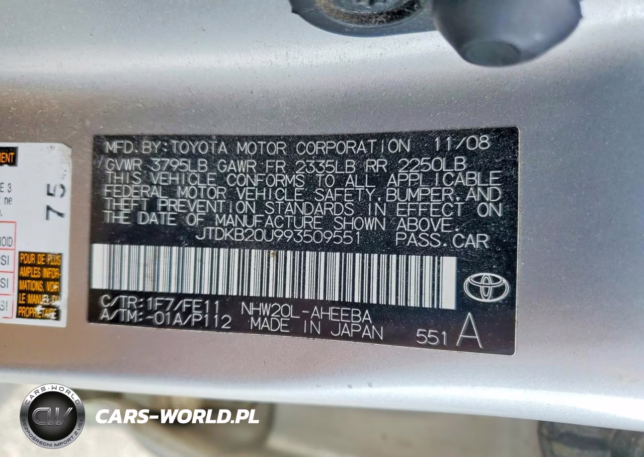 2009 Toyota Prius Base VIN:JTDKB20U993509551 - 12