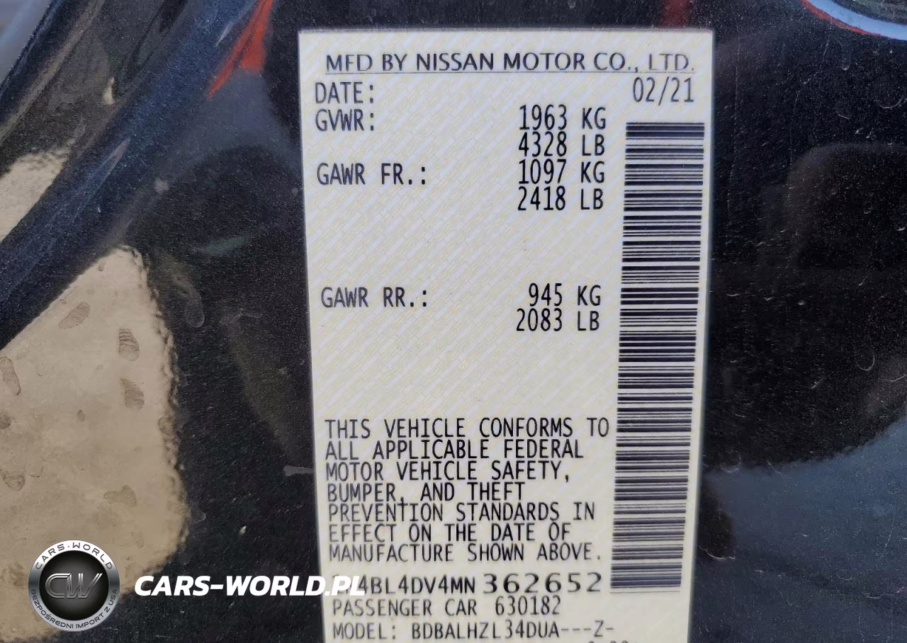 2021 Nissan Altima Sv VIN:1N4BL4DV4MN362652 - 12