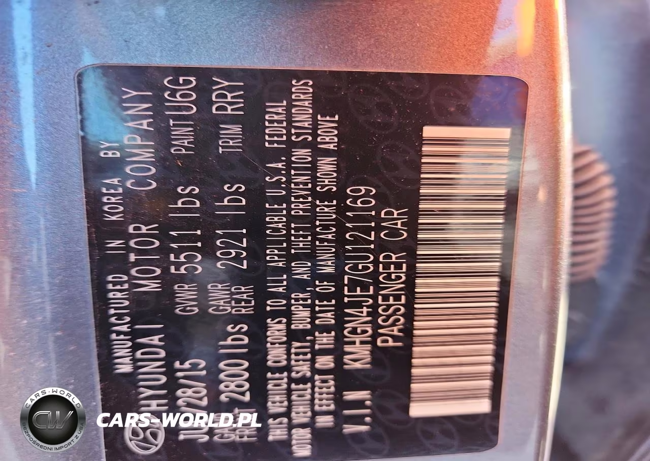 2016 Hyundai Genesis 3.8L VIN:KMHGN4JE7GU121169 - 12