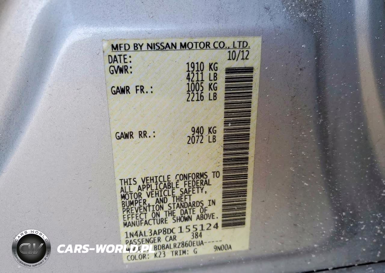 2013 Nissan Altima 2.5 VIN:1N4AL3AP8DC155124 - 12