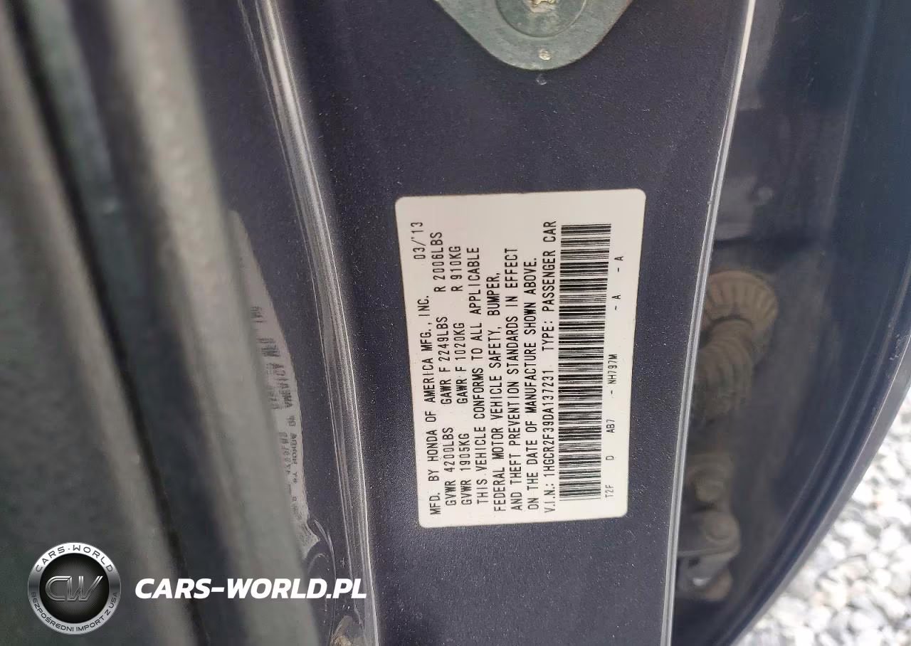2013 Honda Accord Lx VIN:1HGCR2F39DA137231 - 13
