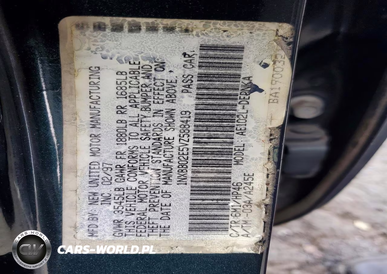 1997 Toyota Corolla Dx VIN:1NXBB02E5VZ588419 - 12