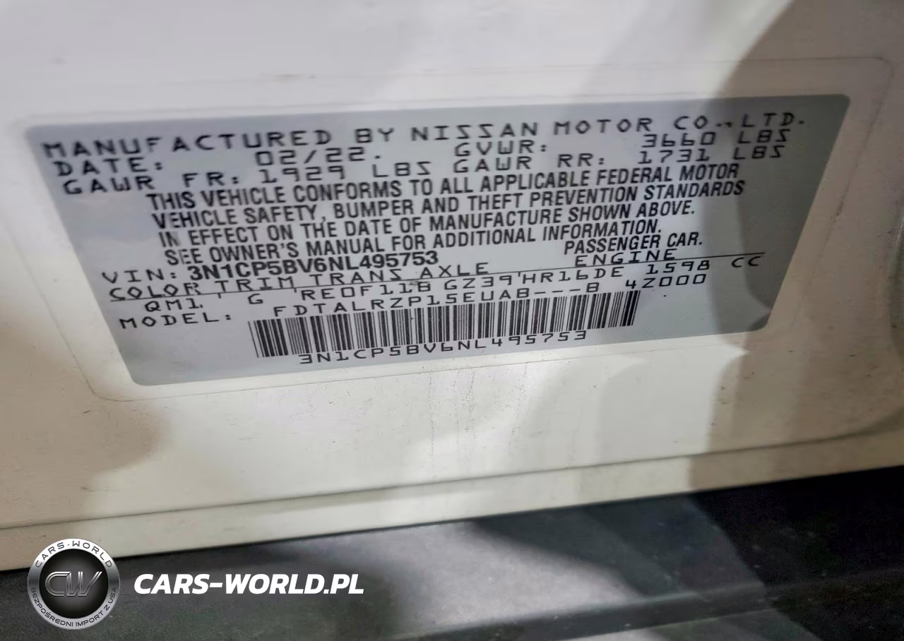 2022 Nissan Kicks S VIN:3N1CP5BV6NL495753 - 14