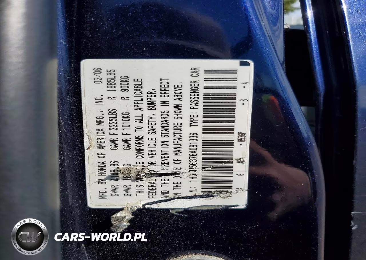 2006 Honda Accord Se VIN:1HGCM56376A091336 - 13