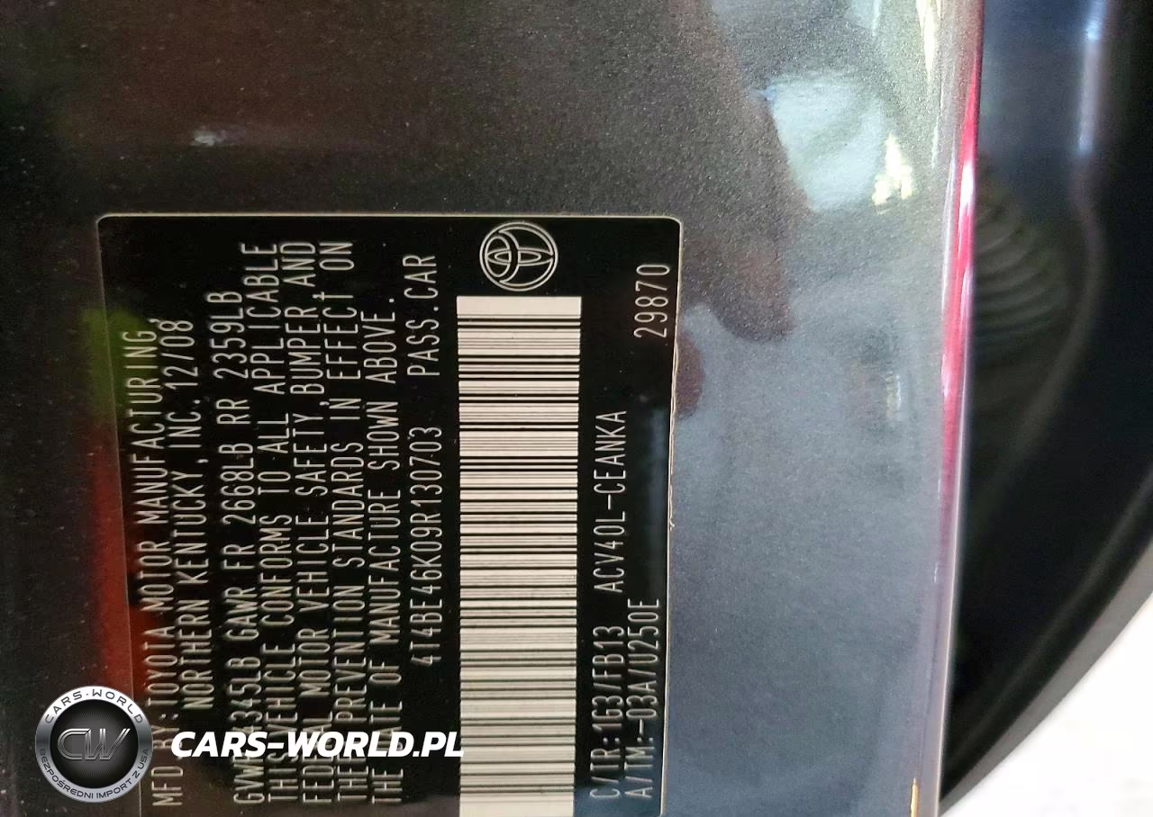 2009 Toyota Camry Le VIN:4T4BE46K09R130703 - 12