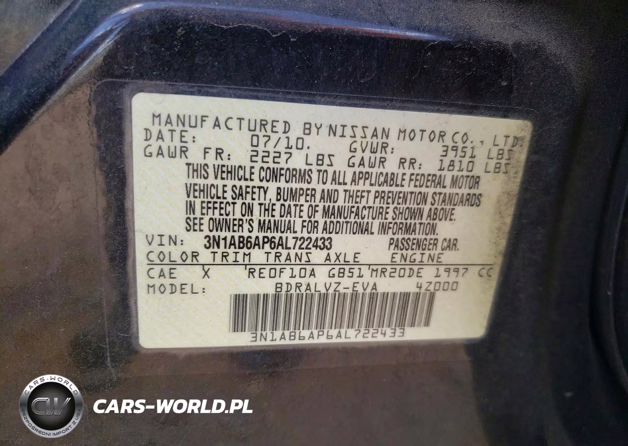 2010 Nissan Sentra 2.0 VIN:3N1AB6AP6AL722433 - 12