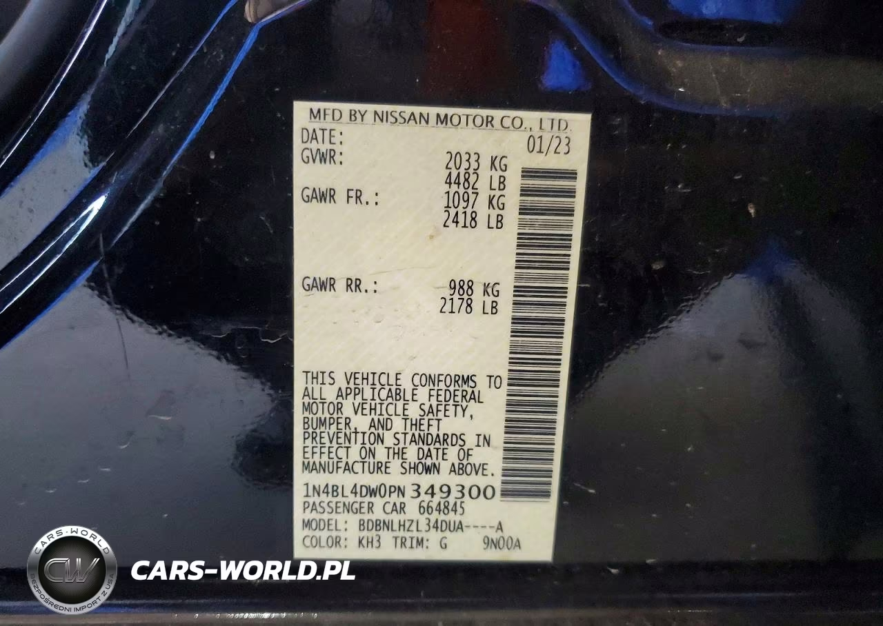2023 Nissan Altima Sv VIN:1N4BL4DW0PN349300 - 12