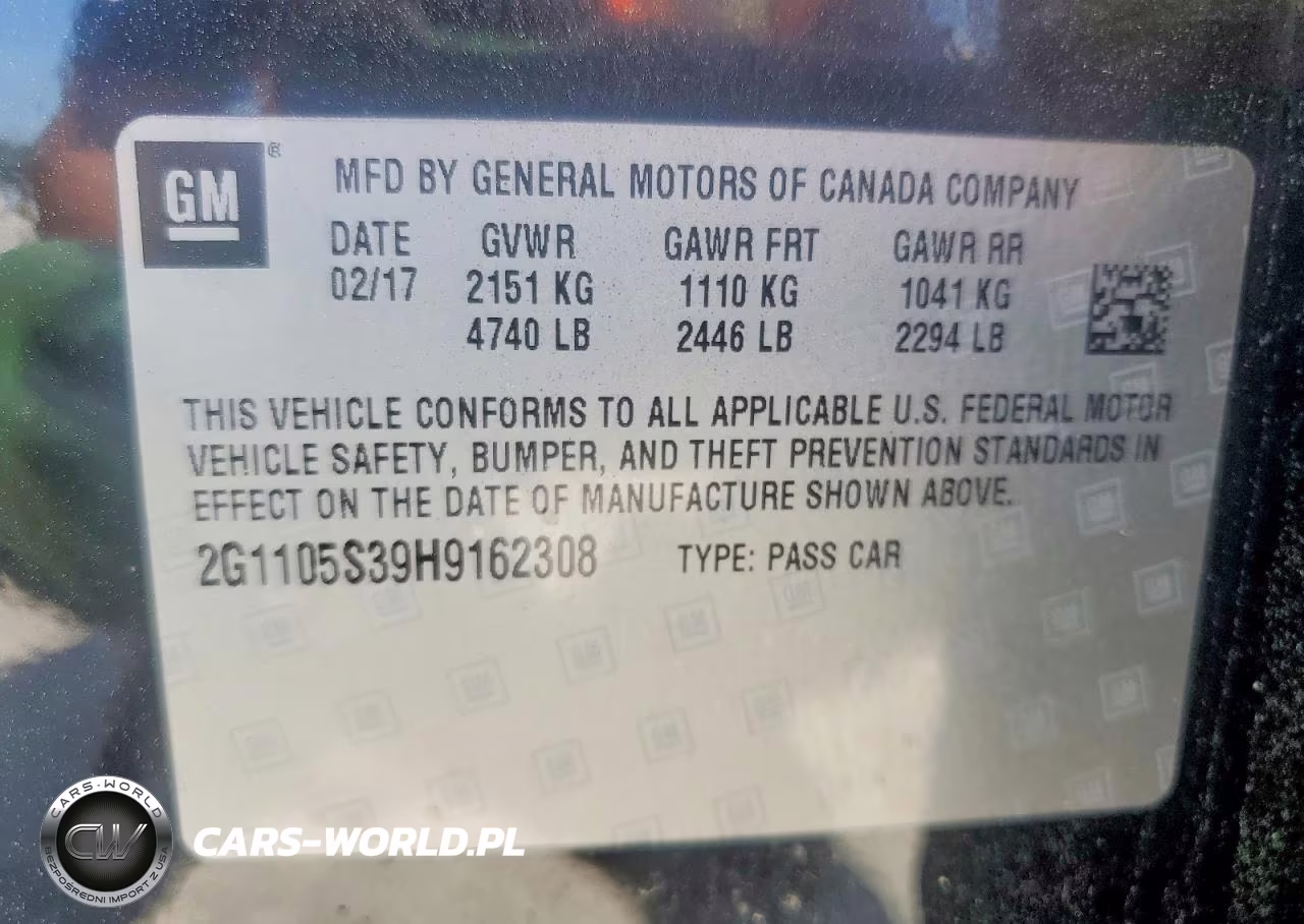 2017 Chev Impala VIN:2G1105S39H9162308 - 12
