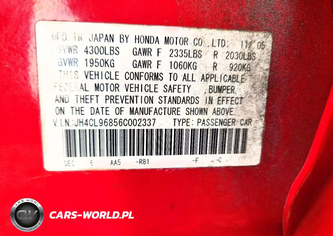 2006 Acura Tsx VIN:JH4CL96856C002337 - 12