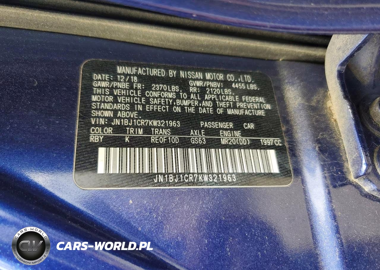 2019 Nissan Rogue Sport Sl VIN:JN1BJ1CR7KW321963 - 12