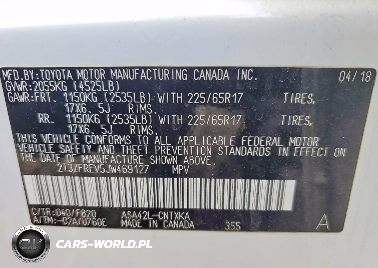 2018 Toyota Rav4 Le VIN:2T3ZFREV5JW469127 - 12