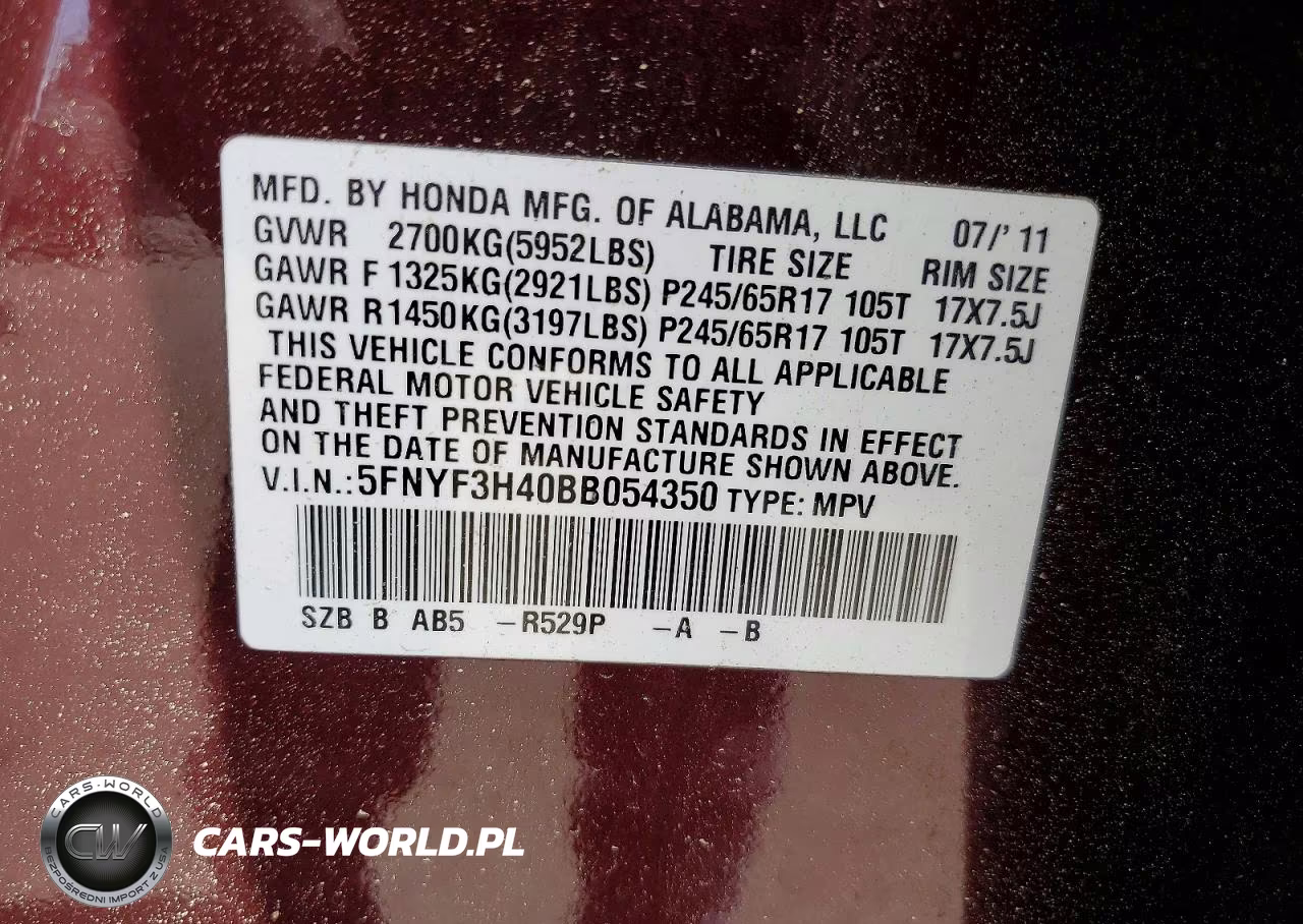 2011 Honda Pilot Ex VIN:5FNYF3H40BB054350 - 13