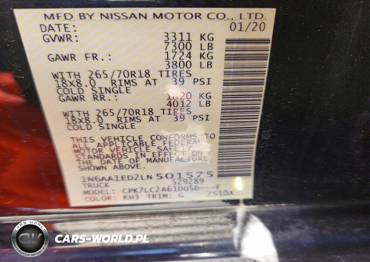 2020 Nissan Titan Sv VIN:1N6AA1ED2LN501575 - 13