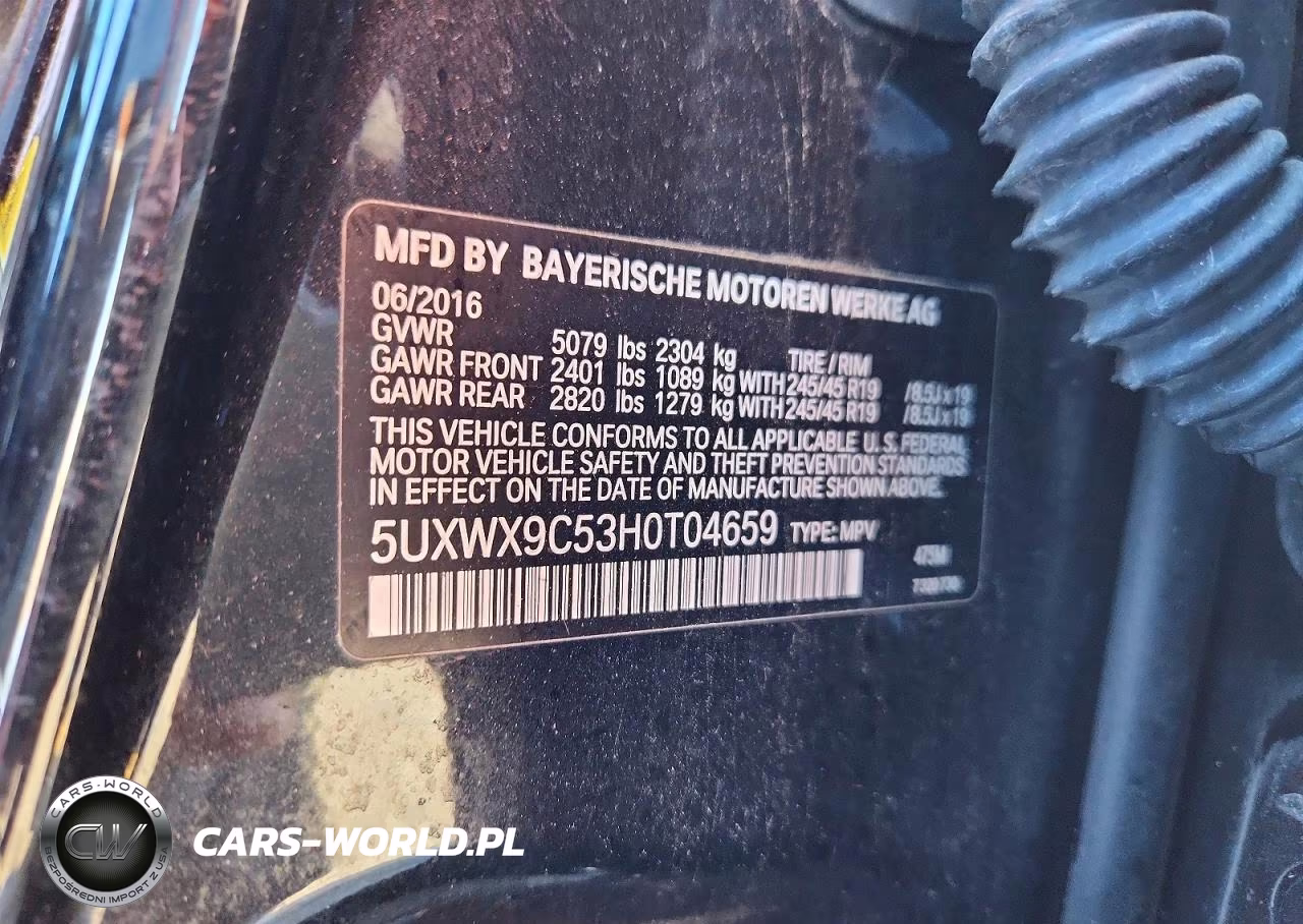 2017 BMW X3 xDrive28I VIN:5UXWX9C53H0T04659 - 13