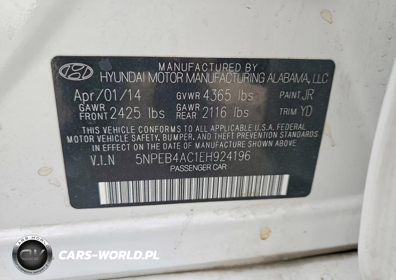 2014 Hyundai Sonata Gls VIN:5NPEB4AC1EH924196 - 12