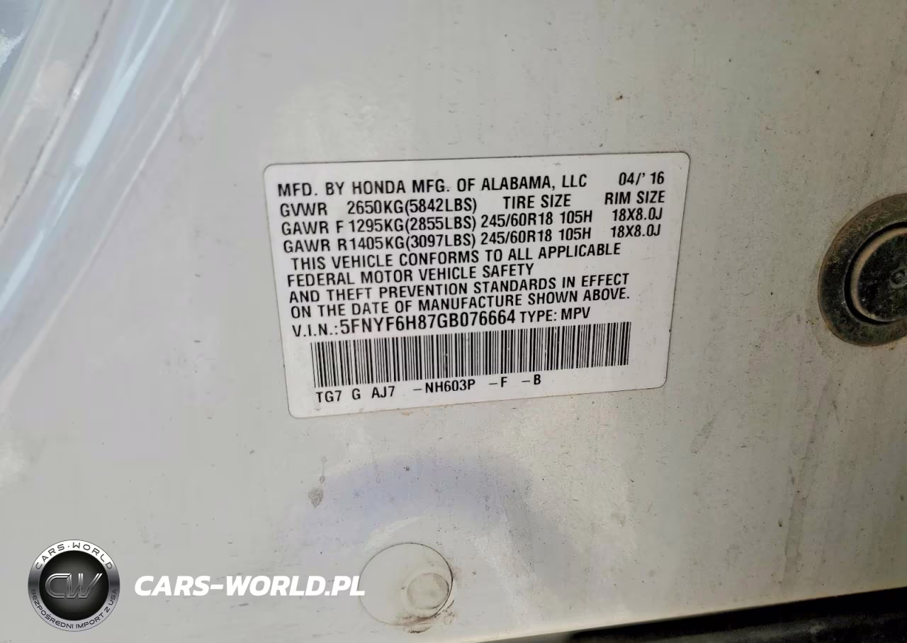 2016 Honda Pilot VIN:5FNYF6H87GB076664 - 13