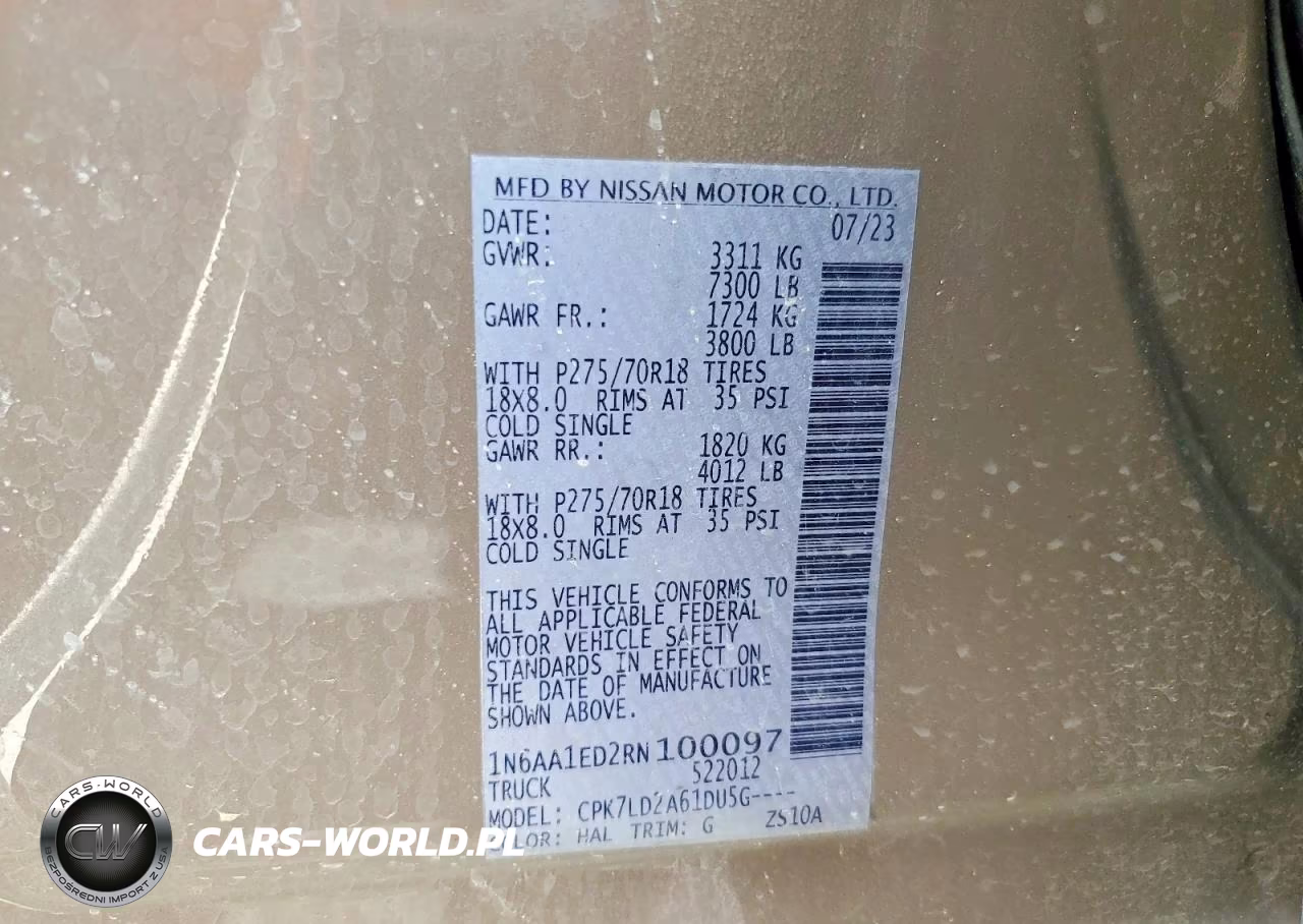 2024 Nissan Titan Sv VIN:1N6AA1ED2RN100097 - 13