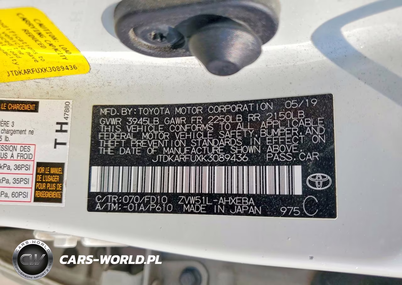 2019 Toyota Prius Le VIN:JTDKARFUXK3089436 - 12
