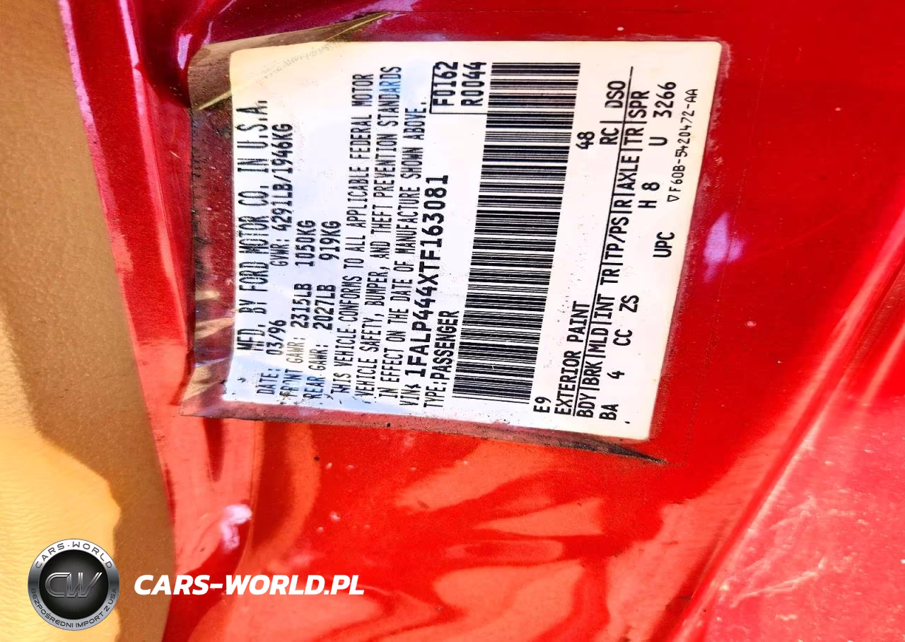 1996 Ford Mustang VIN:1FALP444XTF163081 - 12