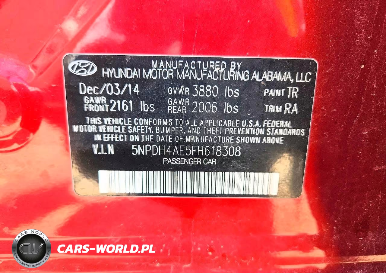 2015 Hyundai Elantra Se VIN:5NPDH4AE5FH618308 - 13