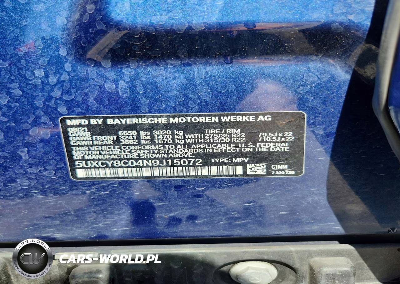 2022 BMW X6 M50I VIN:5UXCY8C04N9J15072 - 14