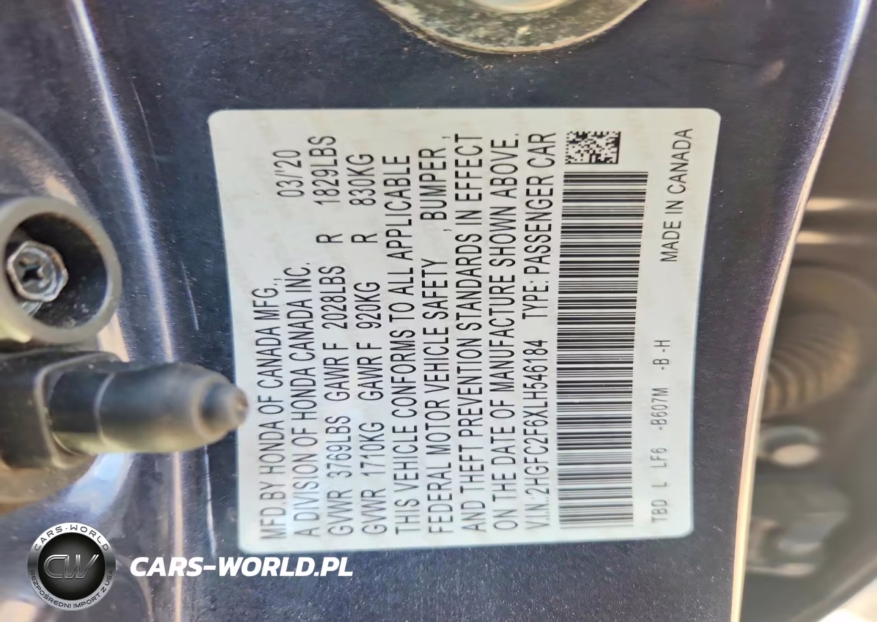 2020 Honda Civic Lx VIN:2HGFC2F6XLH546184 - 12