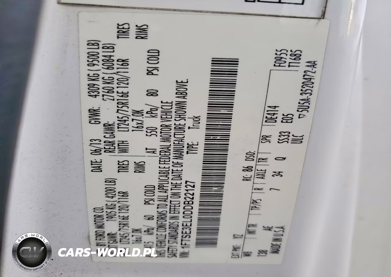 2013 Ford Econoline E350 Super Duty Van VIN:1FTSE3EL0DDB22127 - 13