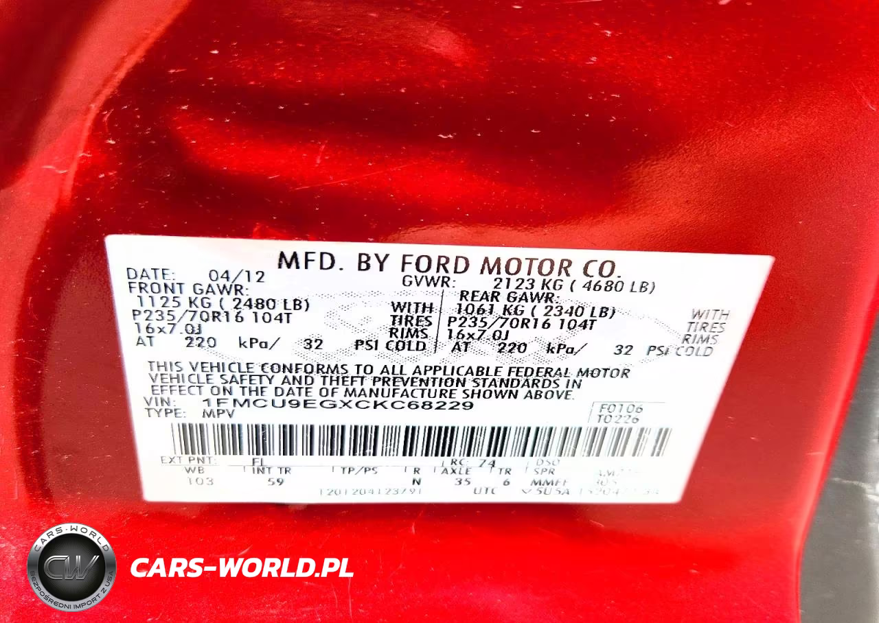 2012 Ford Escape Limited VIN:1FMCU9EGXCKC68229 - 13