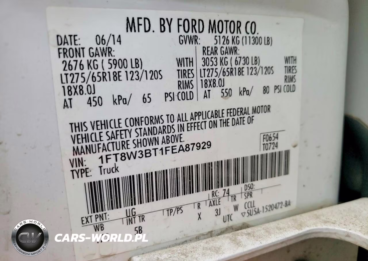 2015 Ford F350 Super Duty VIN:1FT8W3BT1FEA87929 - 12