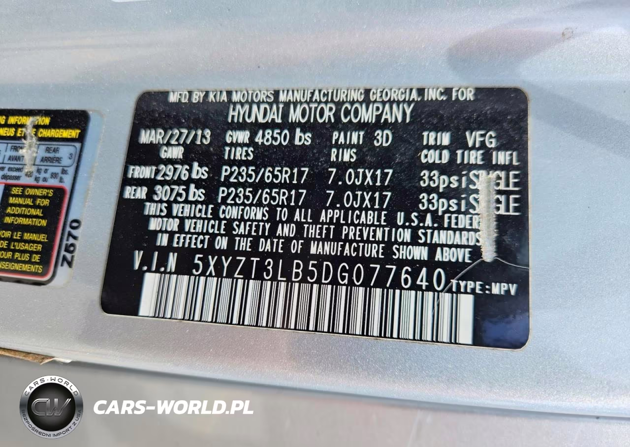 2013 Hyundai Santa Fe Sport 2.4L VIN:5XYZT3LB5DG077640 - 13