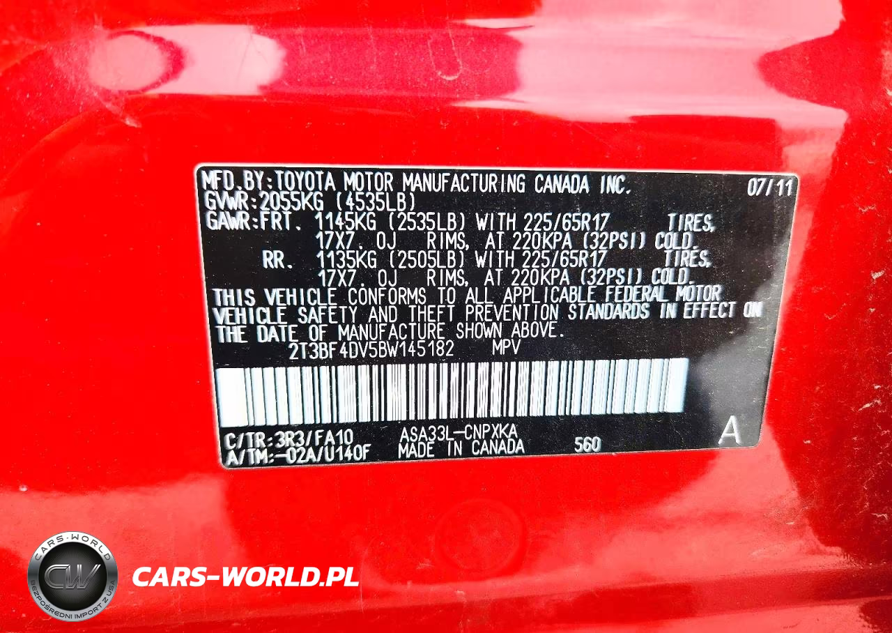 2011 Toyota Rav4 Base VIN:2T3BF4DV5BW145182 - 13