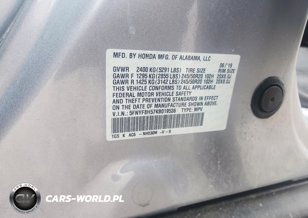2019 Honda Passport VIN:5FNYF8H57KB019536 - 13