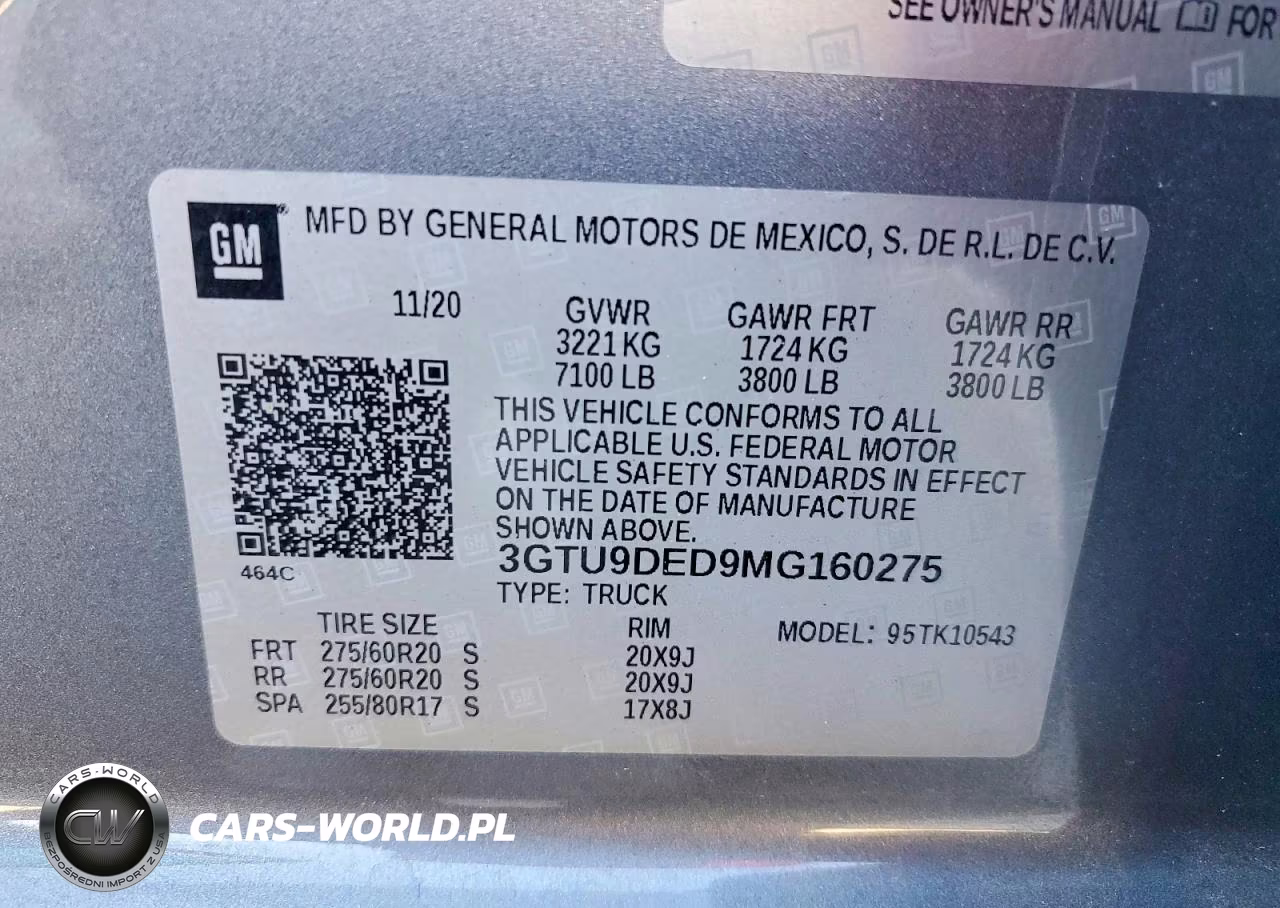 2021 GMC Sierra VIN:3GTU9DED9MG160275 - 12