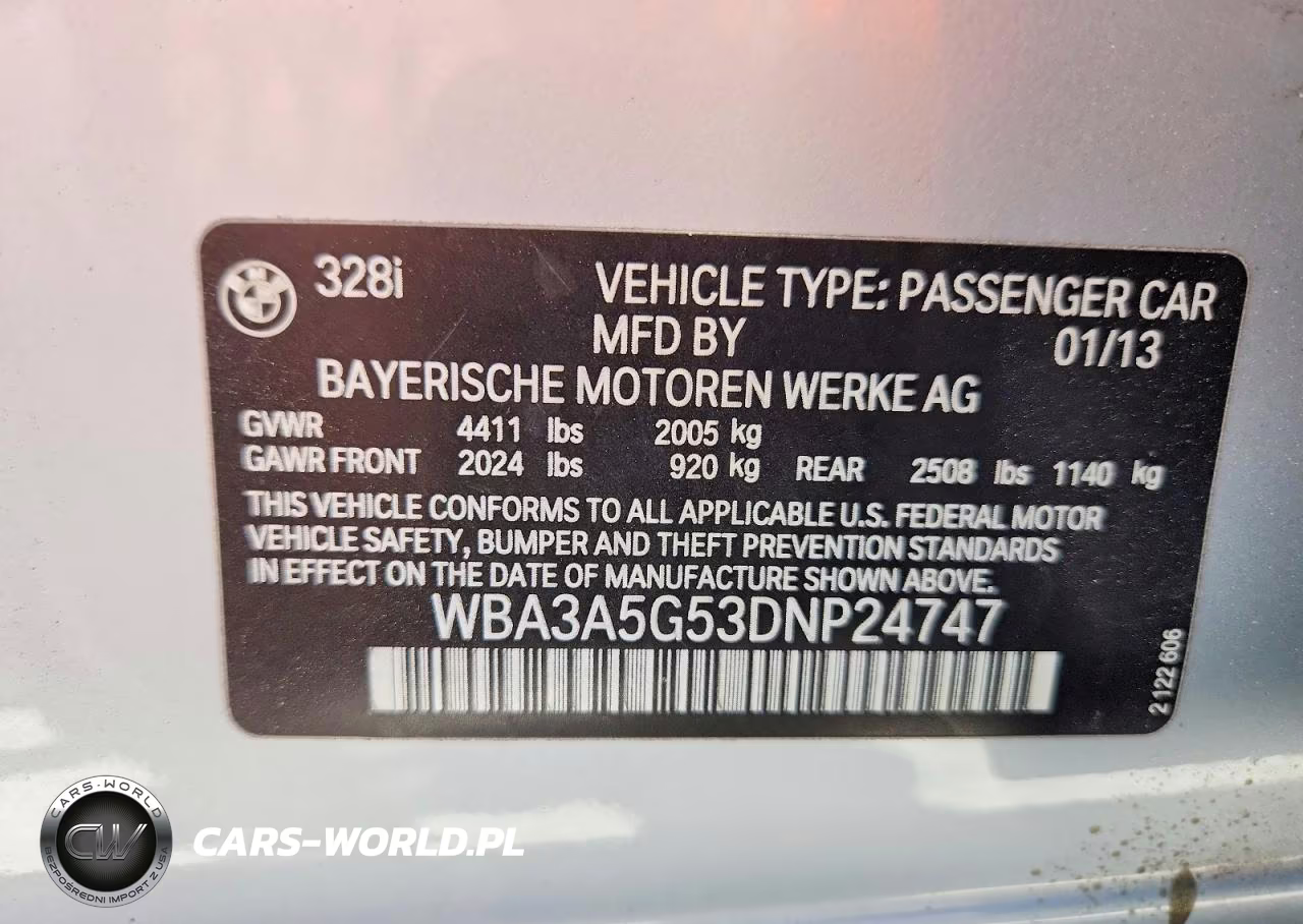2013 BMW 328 I VIN:WBA3A5G53DNP24747 - 12