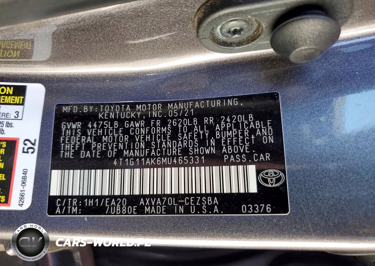 2021 Toyota Camry Se VIN:4T1G11AK6MU465331 - 13