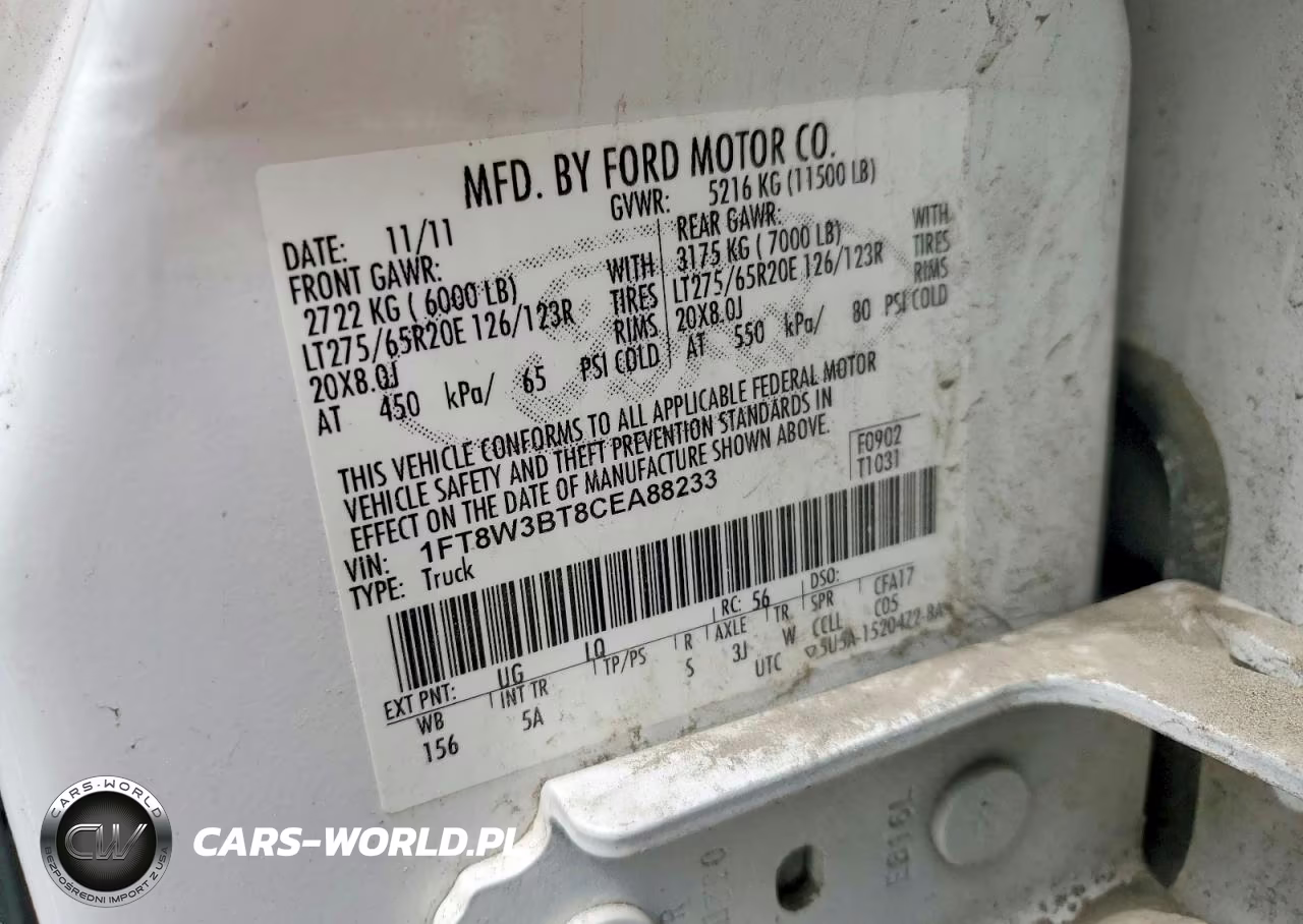 2012 Ford F350 Super Duty VIN:1FT8W3BT8CEA88233 - 13