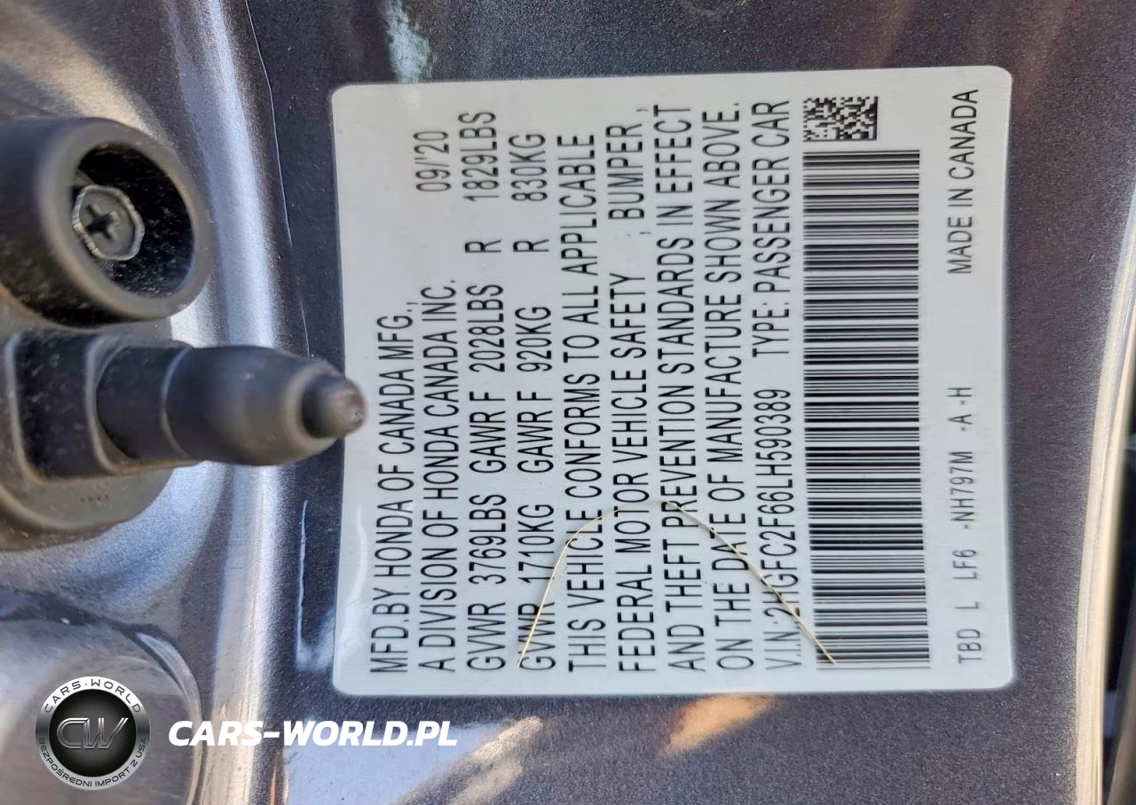 2020 Honda Civic Lx VIN:2HGFC2F66LH590389 - 12