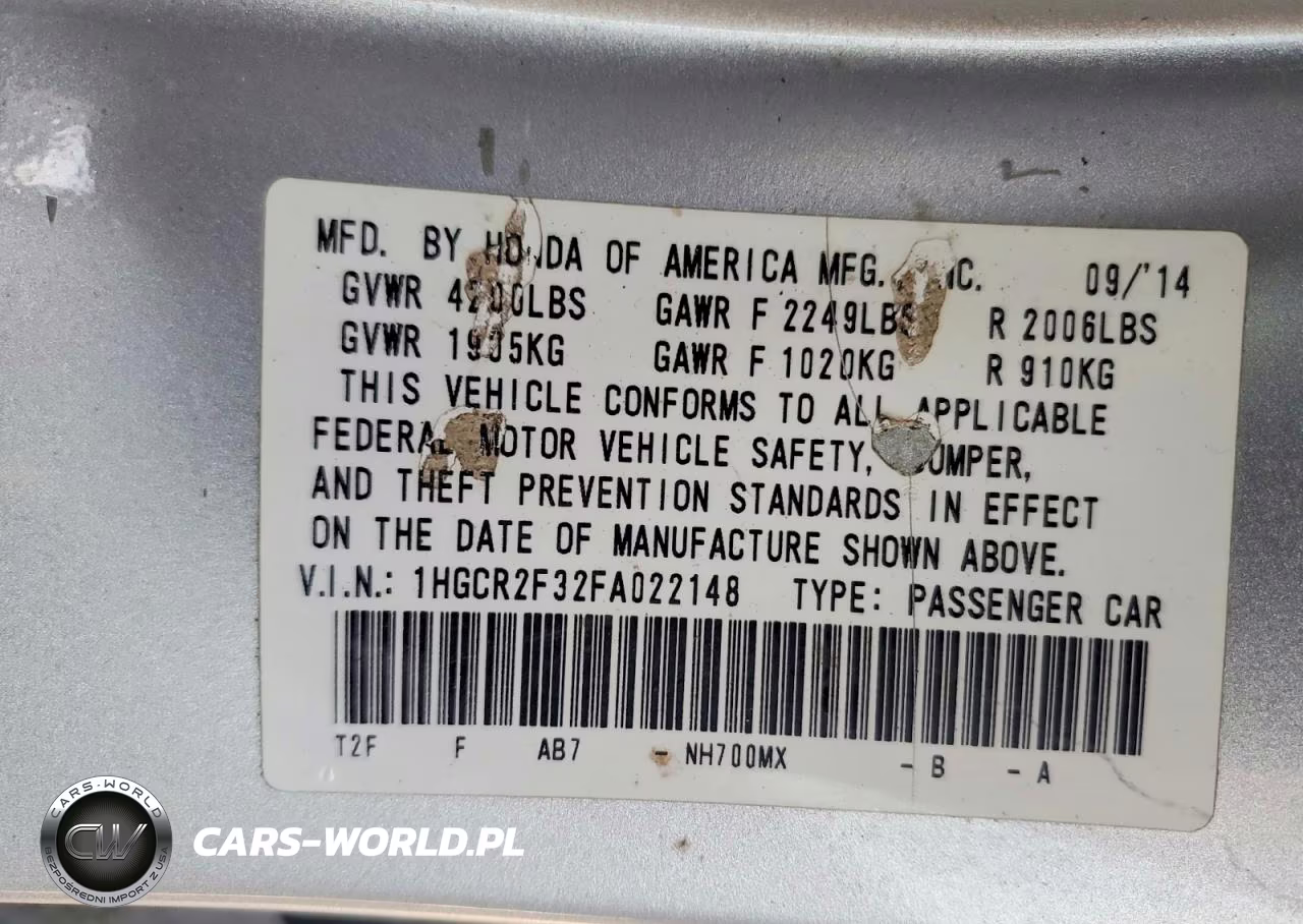 2015 Honda Accord Lx VIN:1HGCR2F32FA022148 - 12